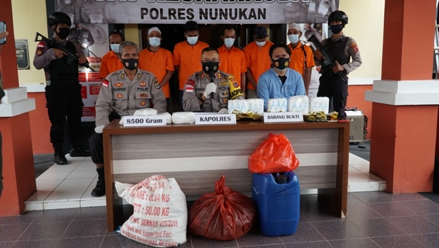8,5 Kg Sabu dari Malaysia Nyaris Beredar di Indonesia, Polres Nunukan Amankan 7 Tersangka