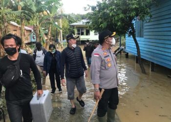 Bersama Forkopimda, Kapolres Malinau Pantau Lokasi Banjir