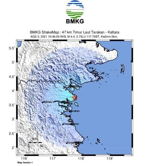 Gempa Magnitudo 4,4 Guncang Tarakan