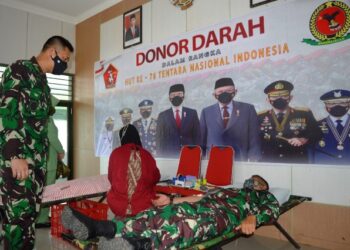 Sambut HUT ke-76 TNI, Kodim 0907/Trk Gelar Donor Darah