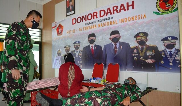 Sambut HUT ke-76 TNI, Kodim 0907/Trk Gelar Donor Darah