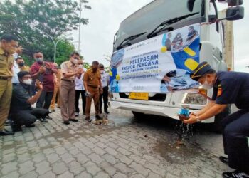 Bea Cukai dan Wali Kota Tarakan Lepas Ekspor 25 Ton Ikan Bandeng Beku ke China