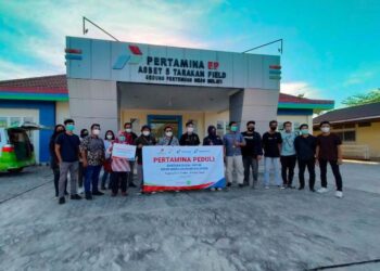 Peduli Covid-19, Pertamina PHE Zona 10 Salurkan Bantuan Kebutuhan Pokok Kepada Awak Media