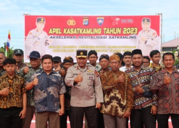 Dalam Rangka Meningkatkan Harkamtibmas Menjelang Pemilu Serentak Tahun 2024, Polda Kaltara Laksanakan Apel Kasatkamling