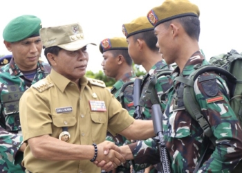 Pisah Sambut Satgas Pamtas RI-Malaysia oleh Gubernur Kaltara