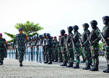 Danlantamal XIII Pimpin Apel Gelar Pasukan, Pastikan Kesiapan Prajurit Amankan Pemilu 2024