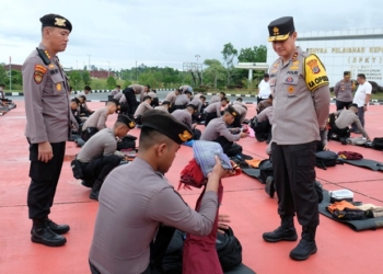 Apel Gelar Pasukan, Kapolda Cek Kelengkapan dan Peralatan Personel yang Terlibat BKO