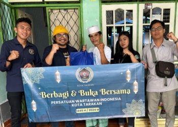 Melalui PWI Peduli, PWI Tarakan Berbagi Takjil dan Sembako