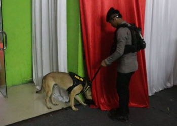 Kerahkan Unit K9, Ditsamapta Polda Kaltara  Sterilisasi Lokasi Debat Pilgub Kaltara