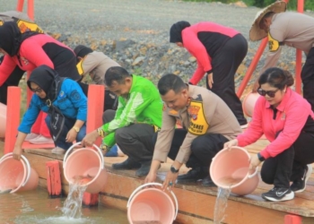 Bersama Dinas Pertanian dan Perikanan, Polres KTT Salurkan  Bantuan Bibit dan Peralatan Kepada Kelompok Tani