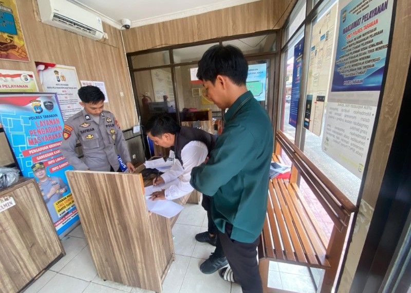 Sekretaris LDII Tarakan, Muhammad Yusuf membuat laporan ke Polres Tarakan. (foto: IST)